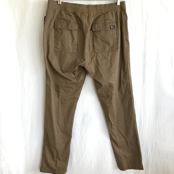 Reyn Spooner Khaki Pants Men Size Large Brown Tie Waist Mid Rise Straight Leg - Picture 2 of 16